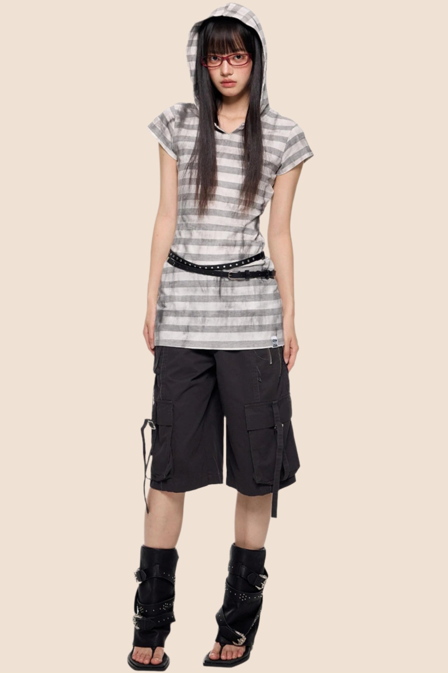 Vintage Striped Hooded Tee