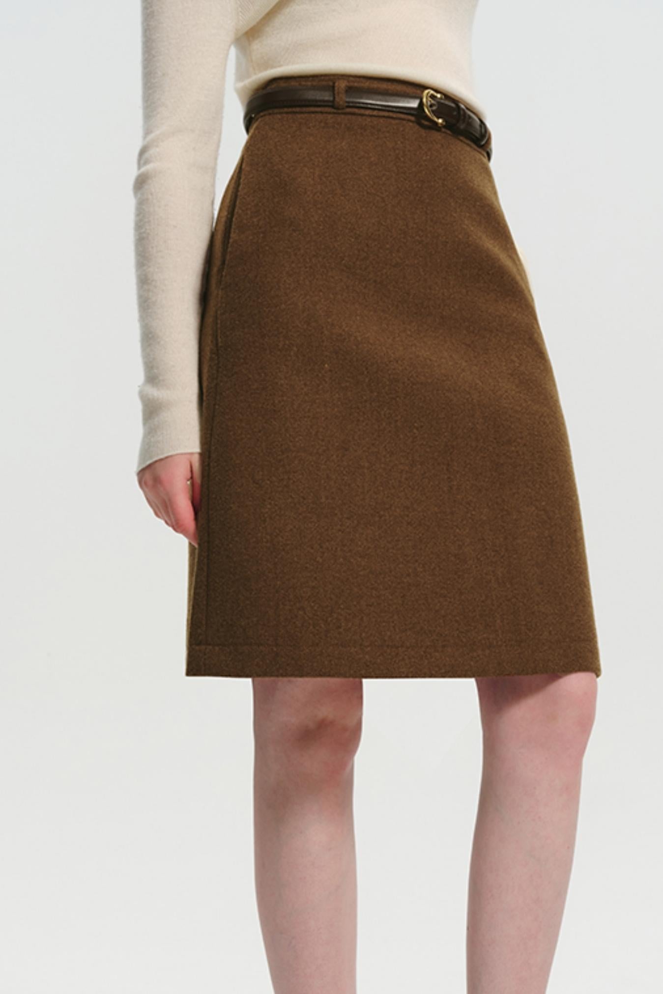 Maillard Slim Suit Wool Midi Skirt