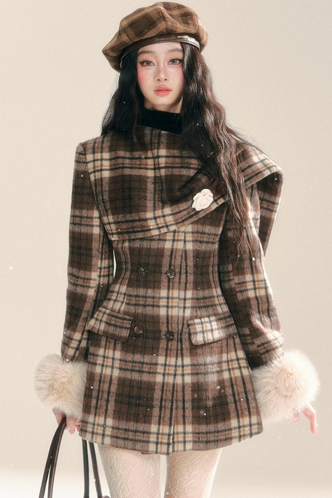 Korean Checked Woolen Jacket