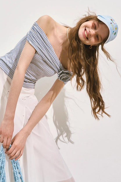 Asymmetrical Rose Stripe Top