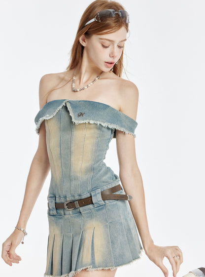 One-Shoulder Denim Dress