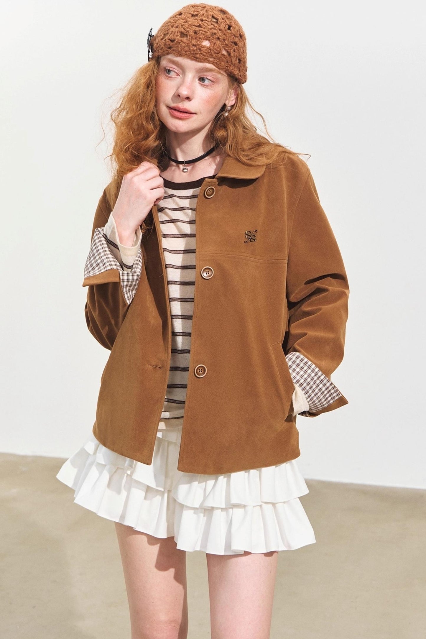 Suede Doll Collar Jacket