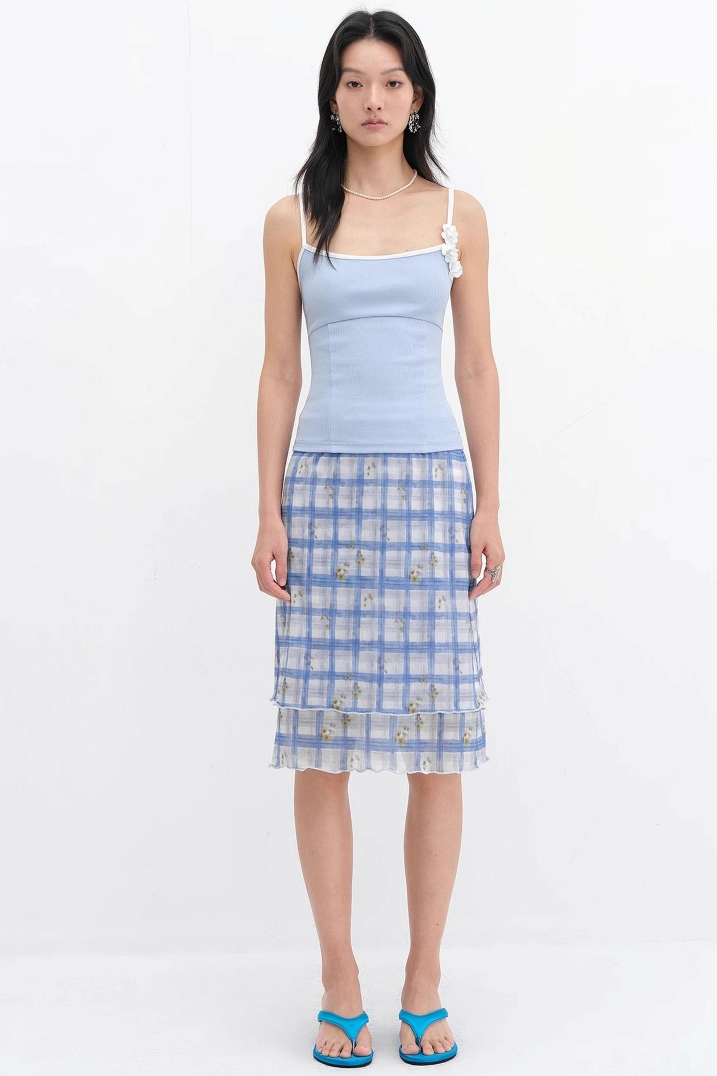 Vibrant Floral Mesh Skirt