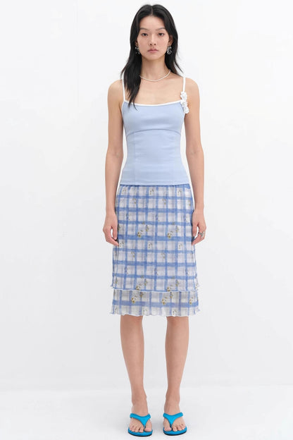 Vibrant Floral Mesh Skirt