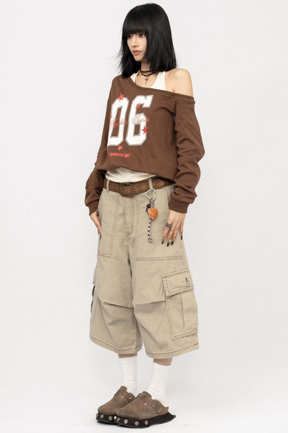 American Vintage Slanted Shoulder Loose Sweatshirt