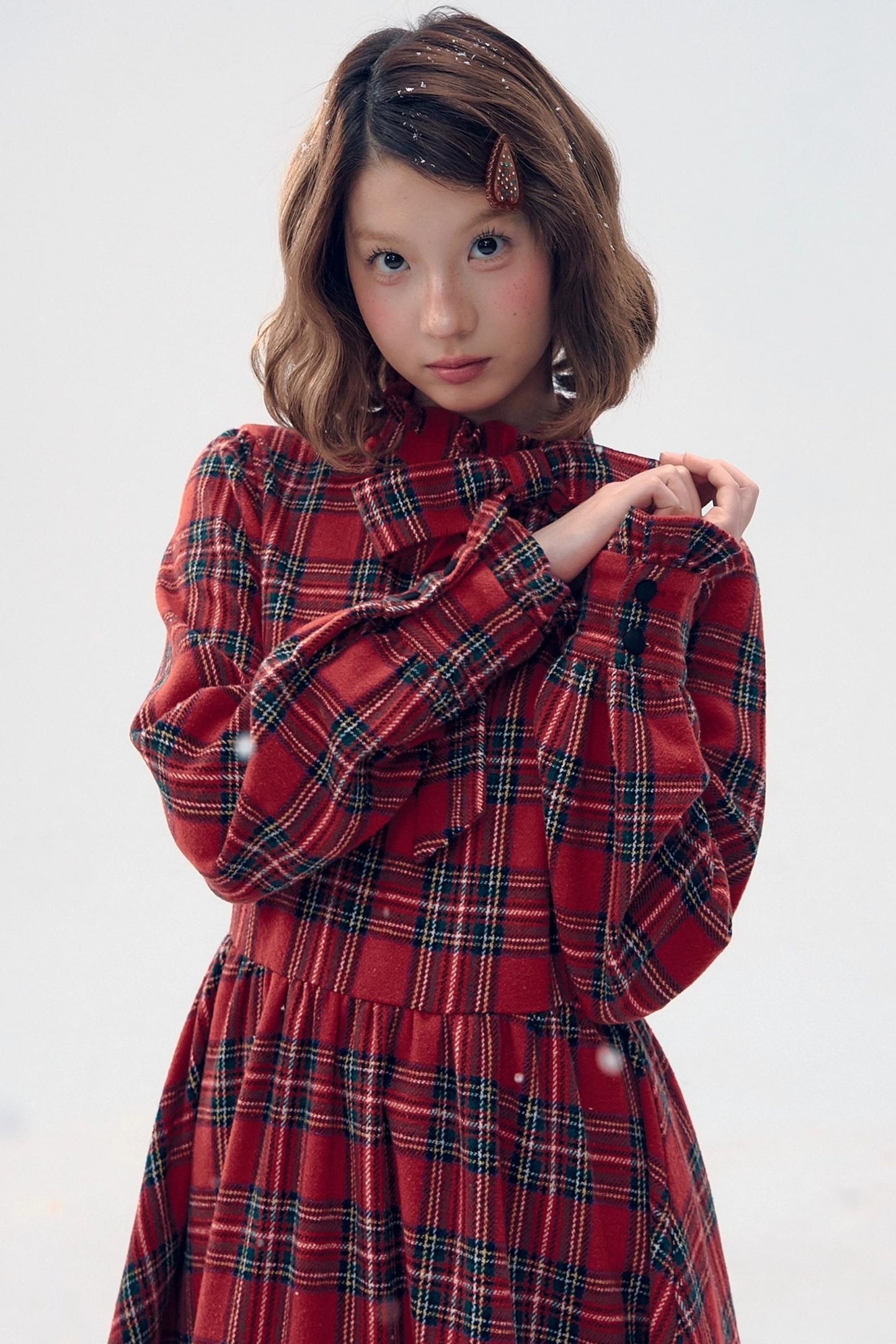 Retro Red Plaid Ruffle Dress