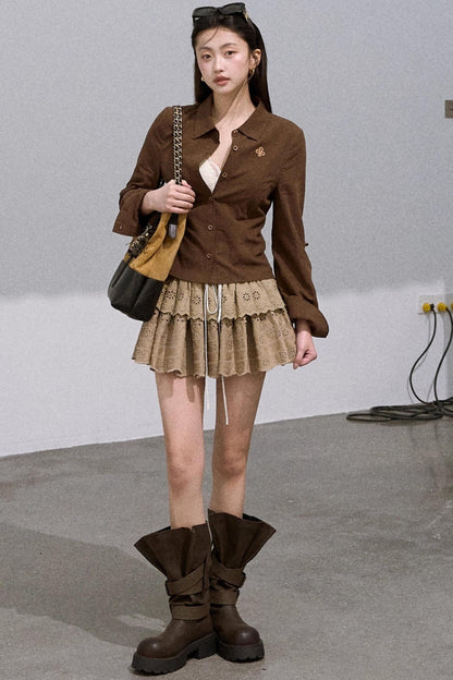 Lyocell Embroidered Puffy Cake Skirt