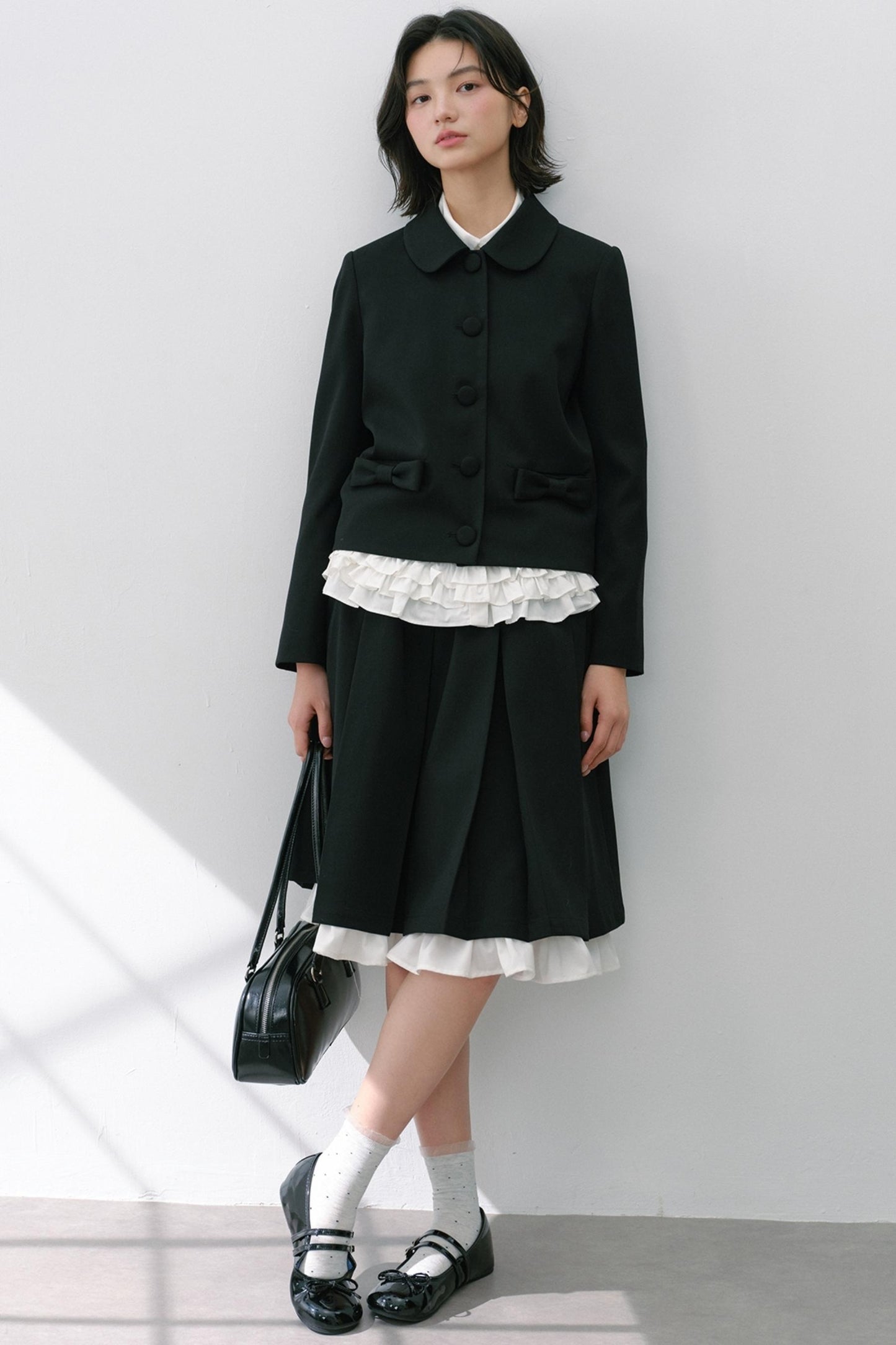 Elastic Pleated Skirt Suit Set-Up