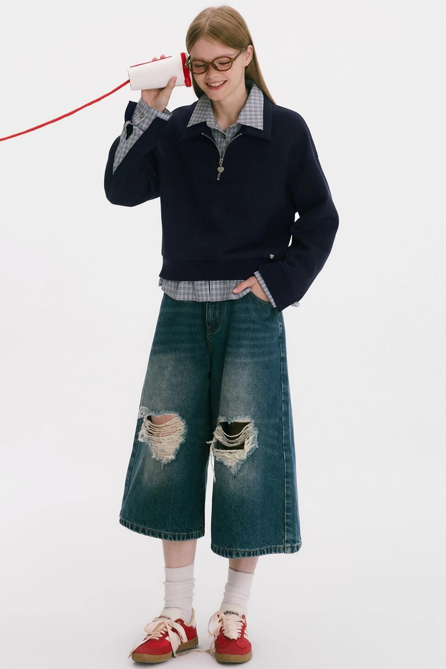 Layered Check Sweatshirt Set-Up