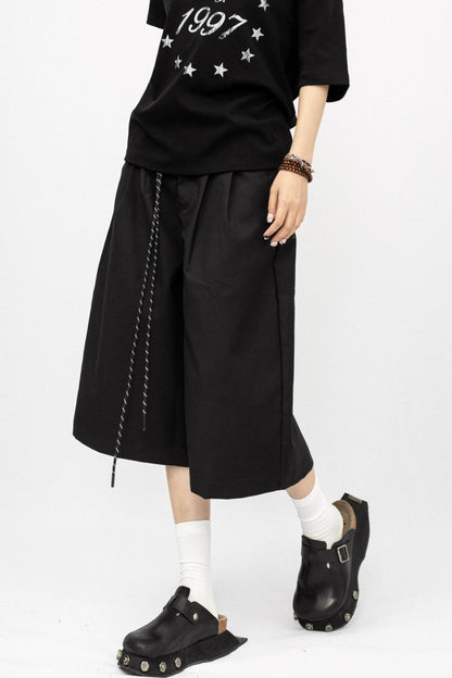 Casual Black Loose Shorts