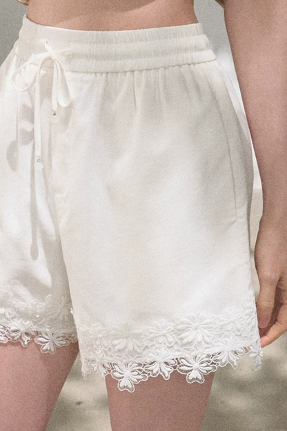 Lyocell-Spitzenhose mit weitem Bein