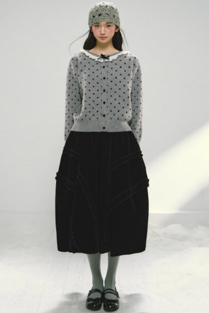 Red Velvet Ruffled Skirt