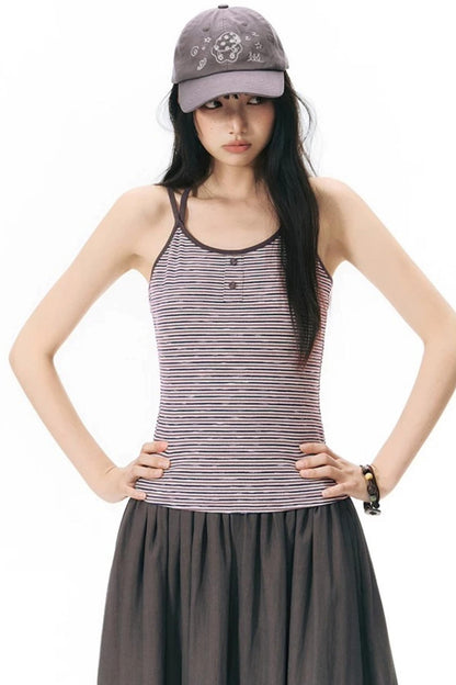 Detachable Striped Knit Camisole
