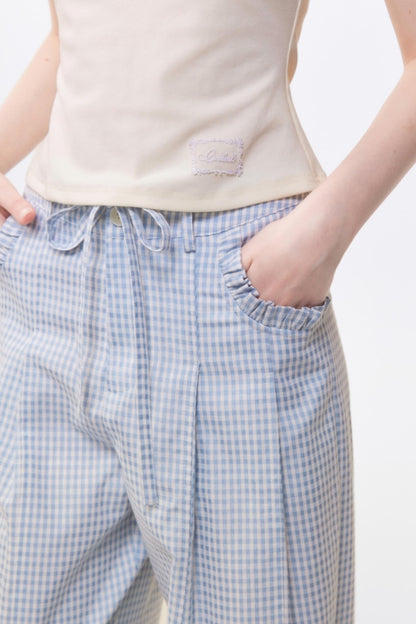 Summer Checkered Wide-Leg Pants