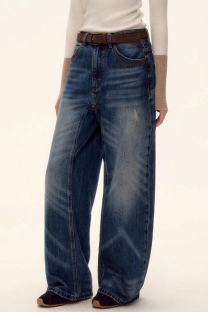 Retro Washed Denim Pants
