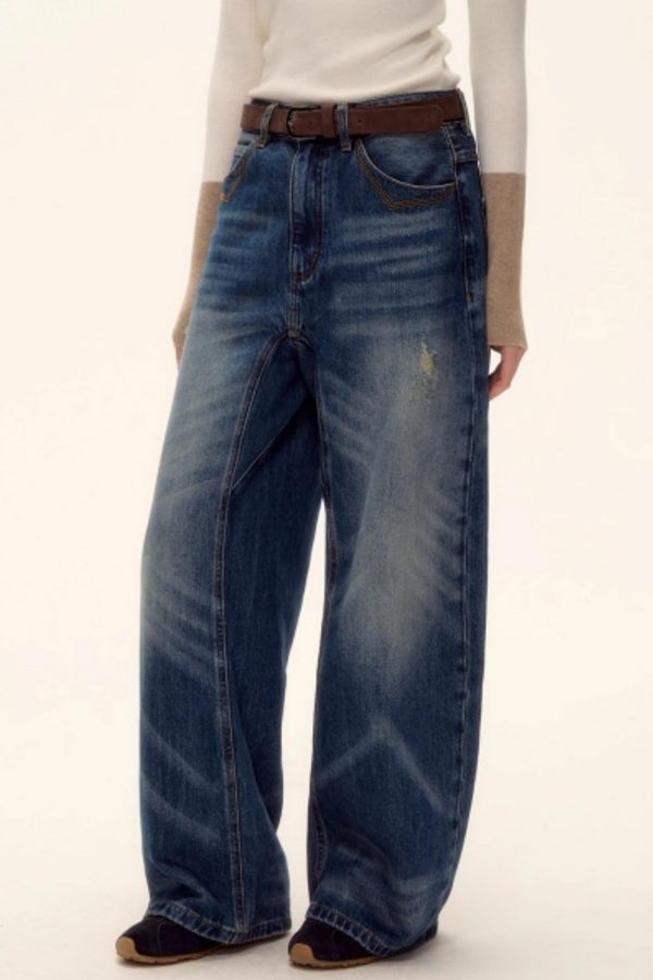 Retro Washed Denim Pants