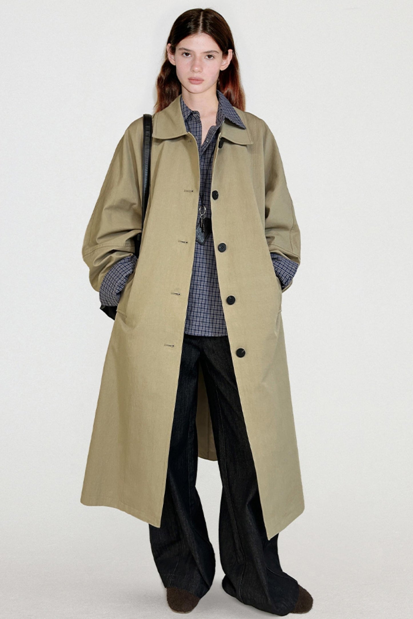 Cotton Brocade Minimal Trench Coat