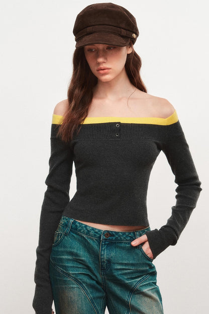 One-shoulder Knit Top