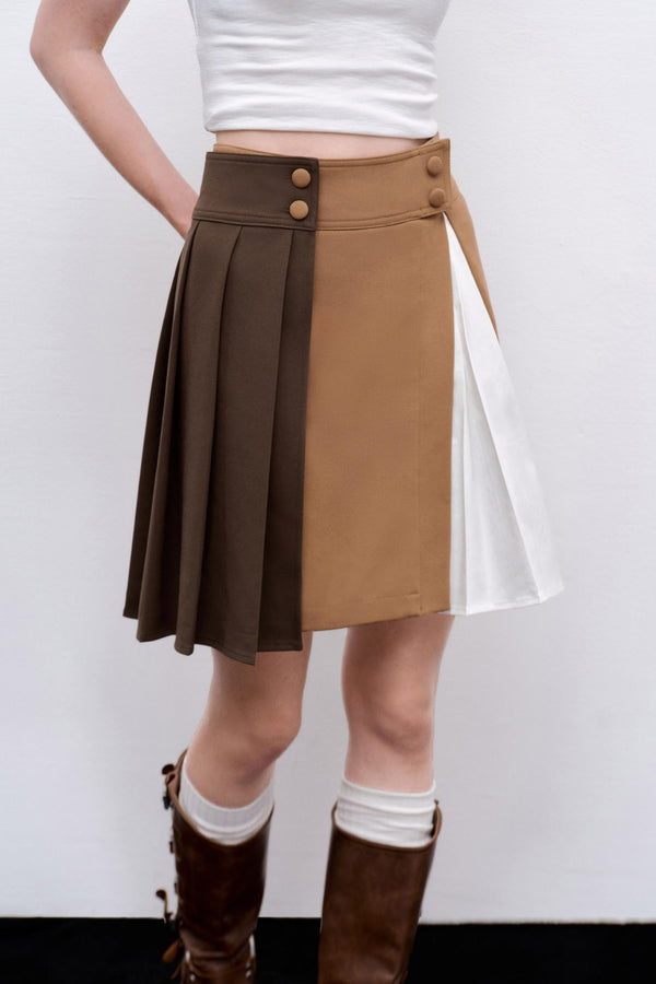 Detachable Pleated A-Line Skirt