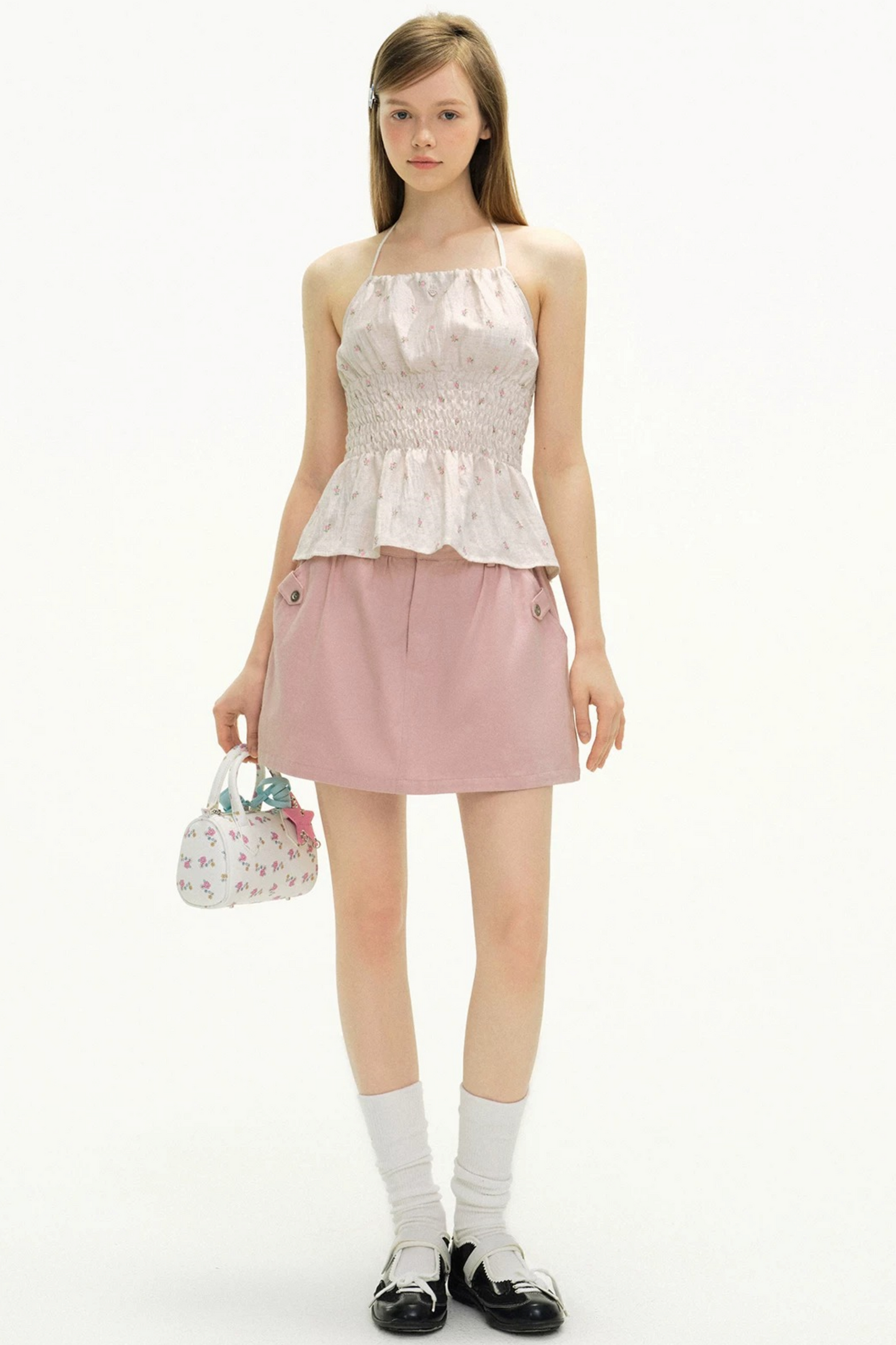 Romantic Floral Lace-Up Camisole