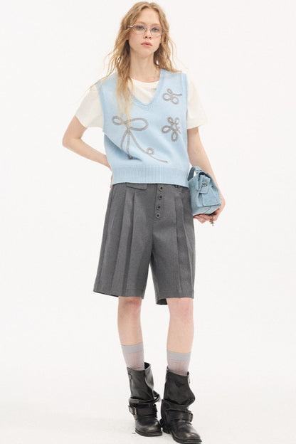 Dot Embroidery Knitted Vest