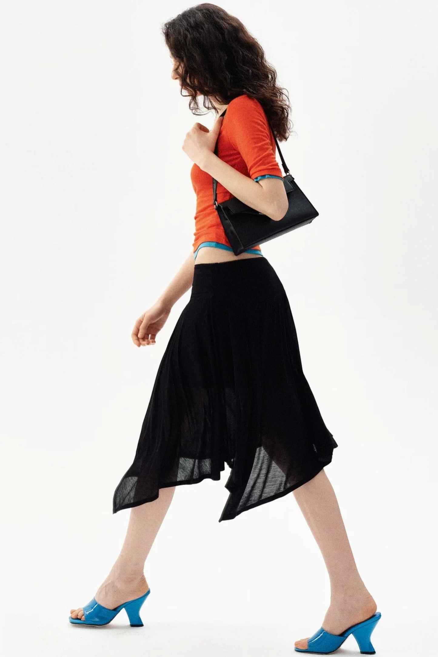 Irregular Mesh Midi Skirt