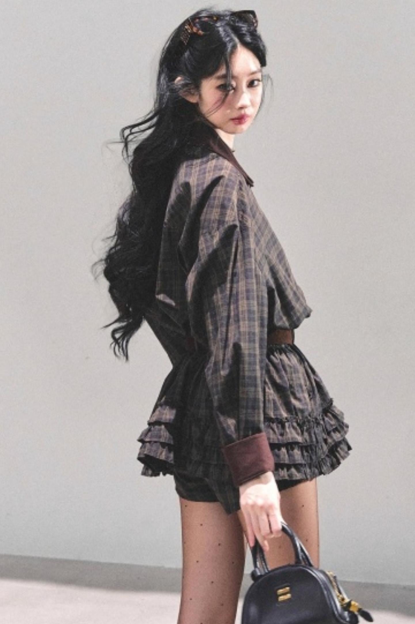 Sunset Trajectory Plaid Dress Set