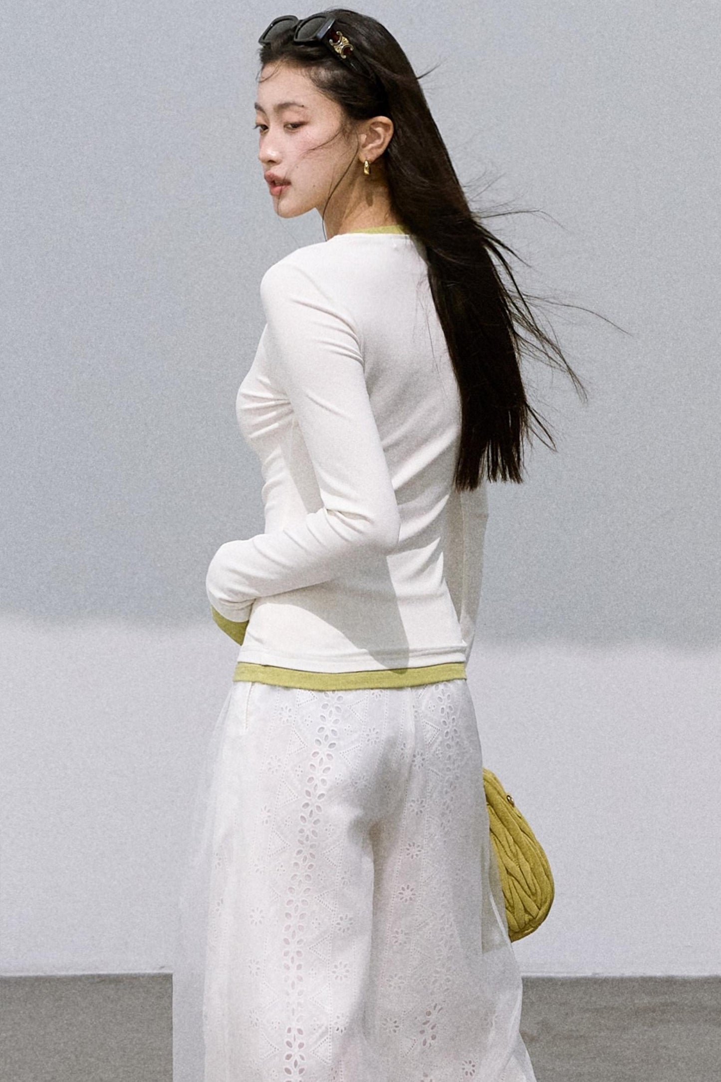 Slim Wool Knit Long Sleeved Top