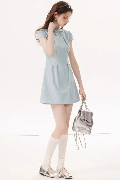 Feminine Faux Denim Dress