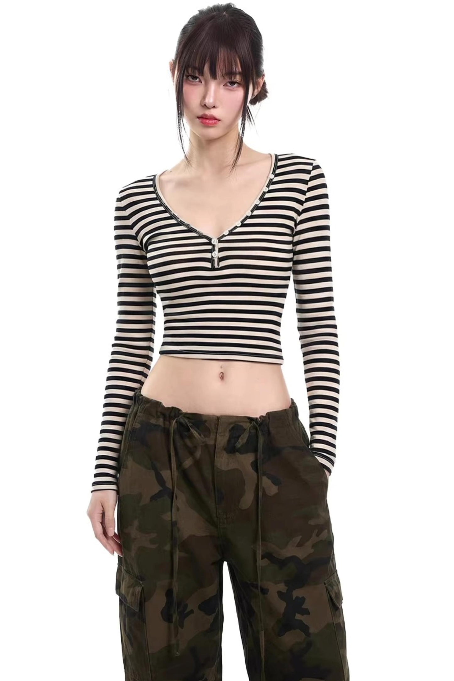 Retro Striped Slim-Fit Top
