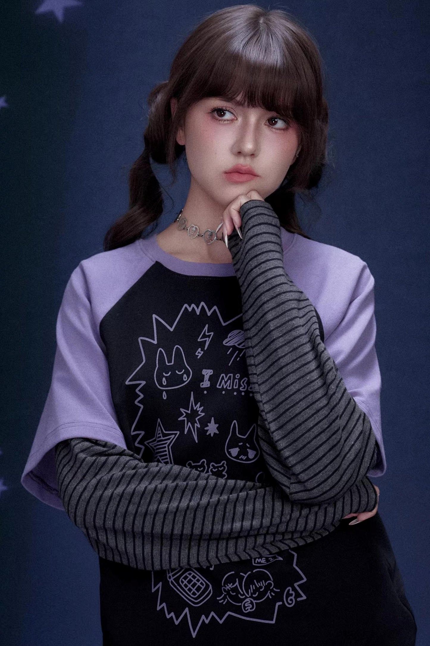 Graffiti Print Two-Piece T-Shirt Set-Up