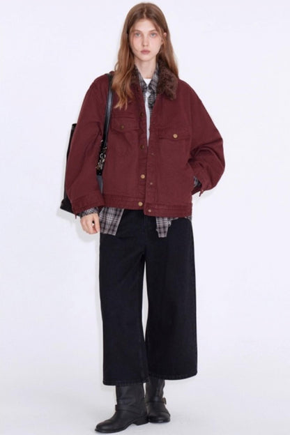 Cherry Vintage Red Cotton Jacket