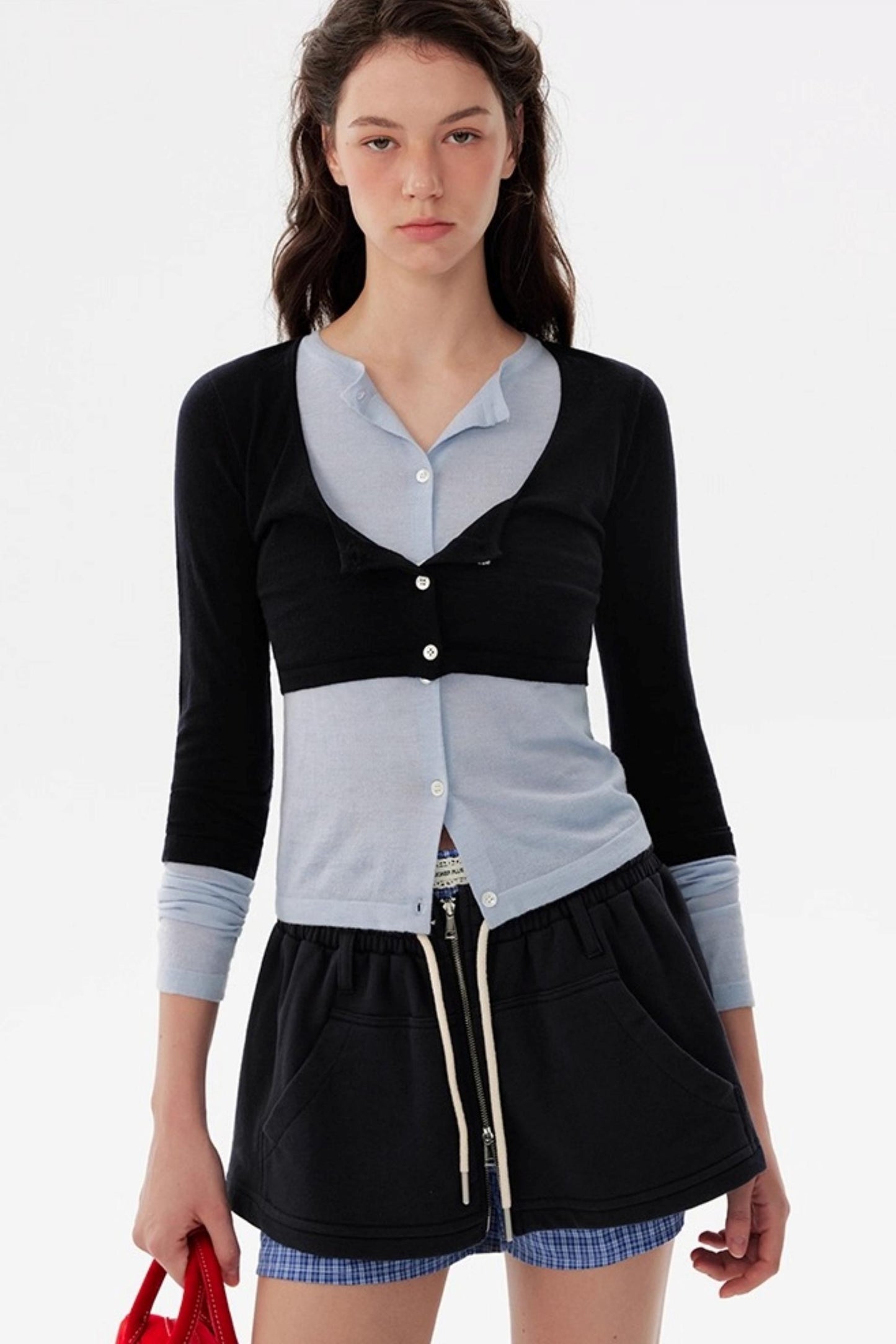 Contrasting Long-Sleeved Knitwear Top