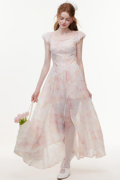 Pink Chiffon A-Line Dress