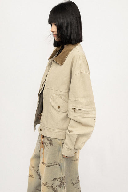 Vintage Lockere Cropped Jacke