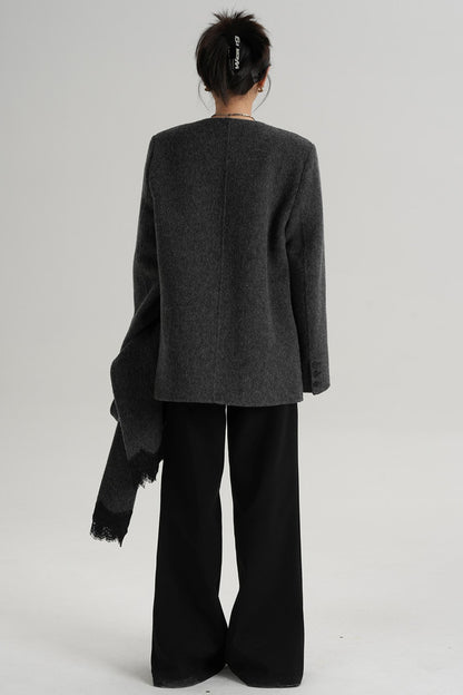 Scarf Patchwork Lace Woolen Coat