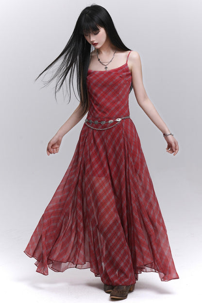 Pink Plaid Halter Dress