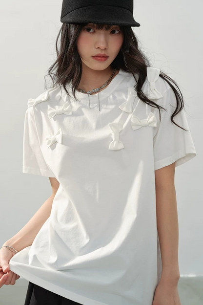 White Bow Top T-Shirt