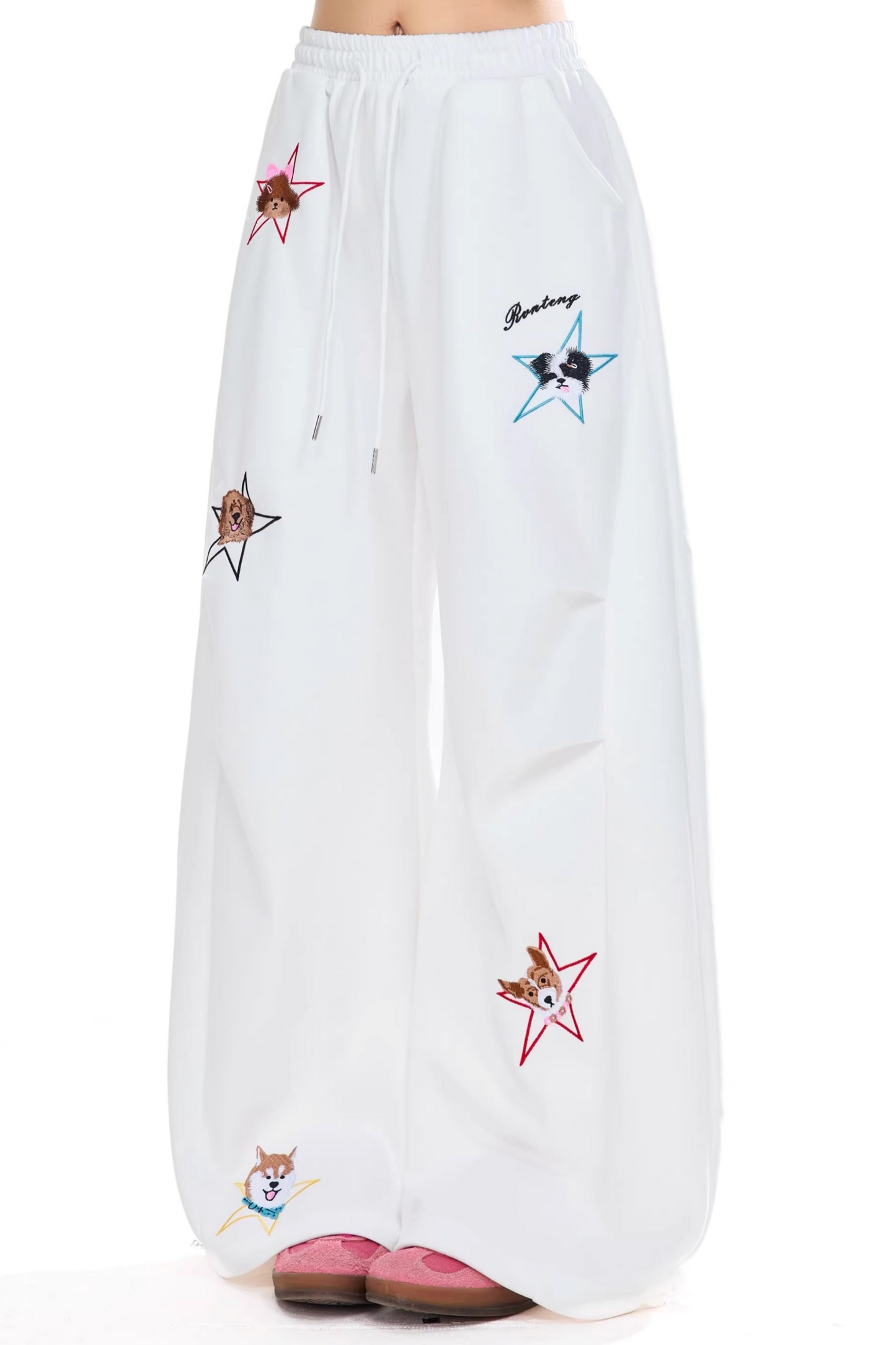 Retro Star Embroidered Sweatpants