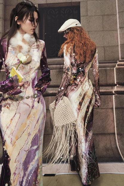 Velvet V-Neck Mermaid Dress