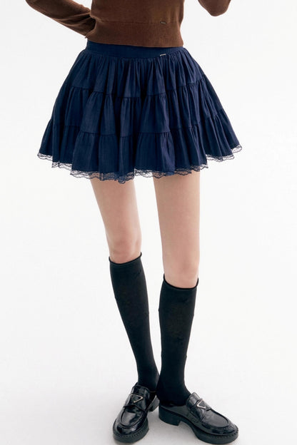 Ballet Lace Puffy A-Line Short Skirt