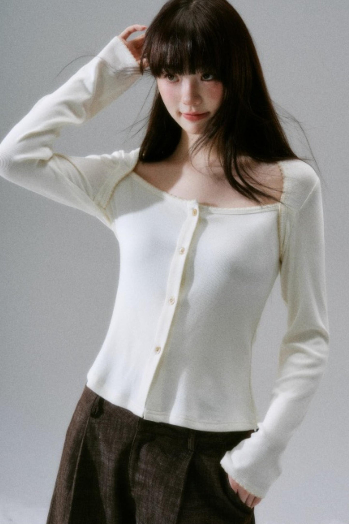 Lyocell Rabbit Fur Long-Sleeve Top