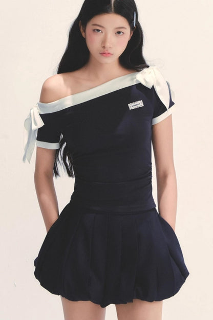 Pleated Navy Skirt