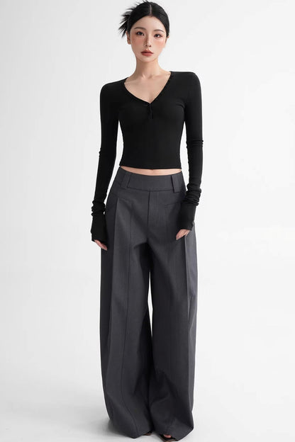 Wool Ruched Sleeve Top