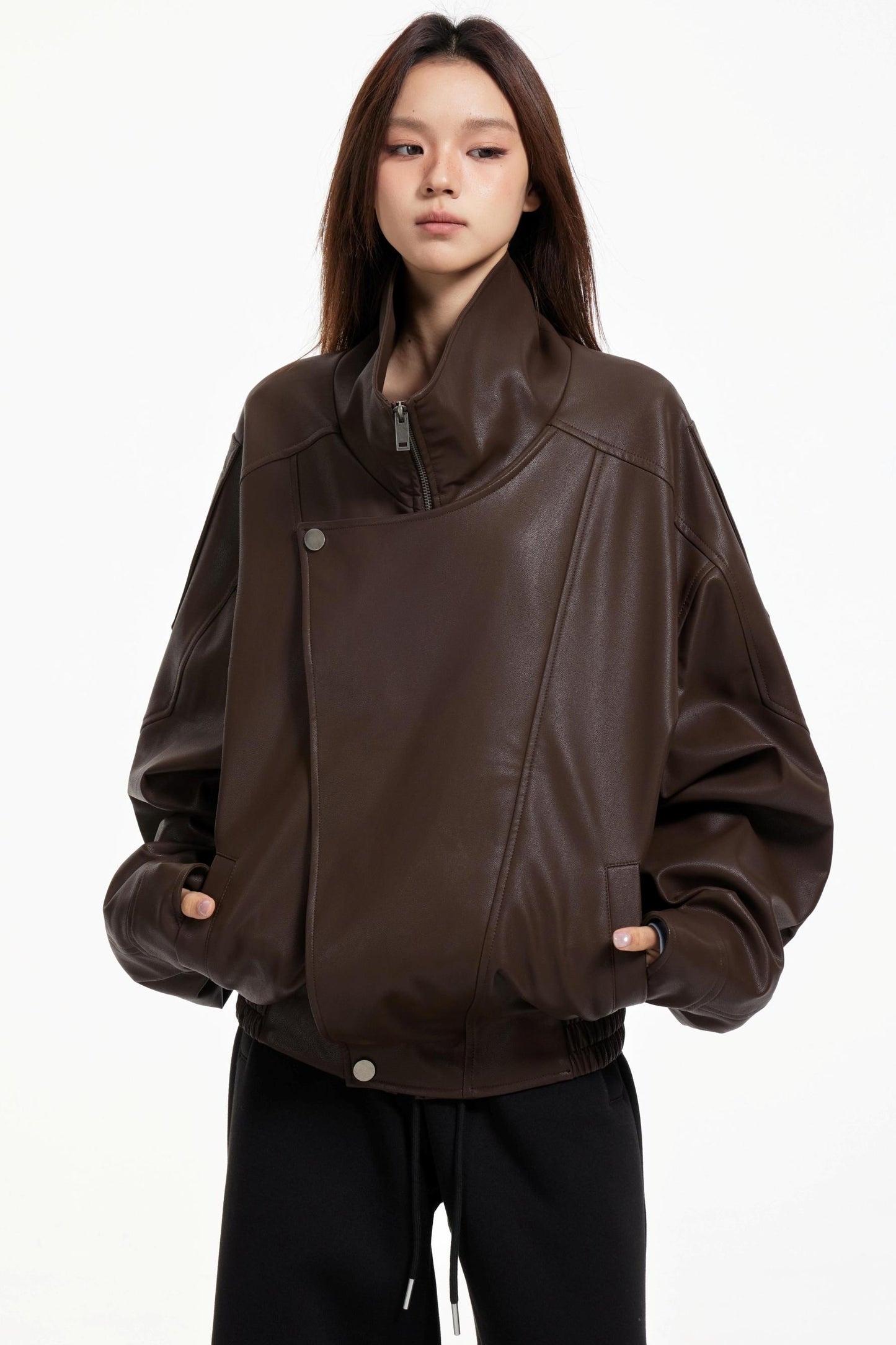 Leather Stand-Up Jacket