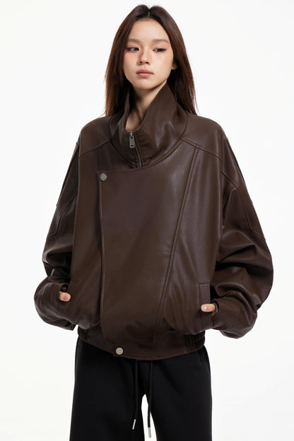 Leather Stand-Up Jacket
