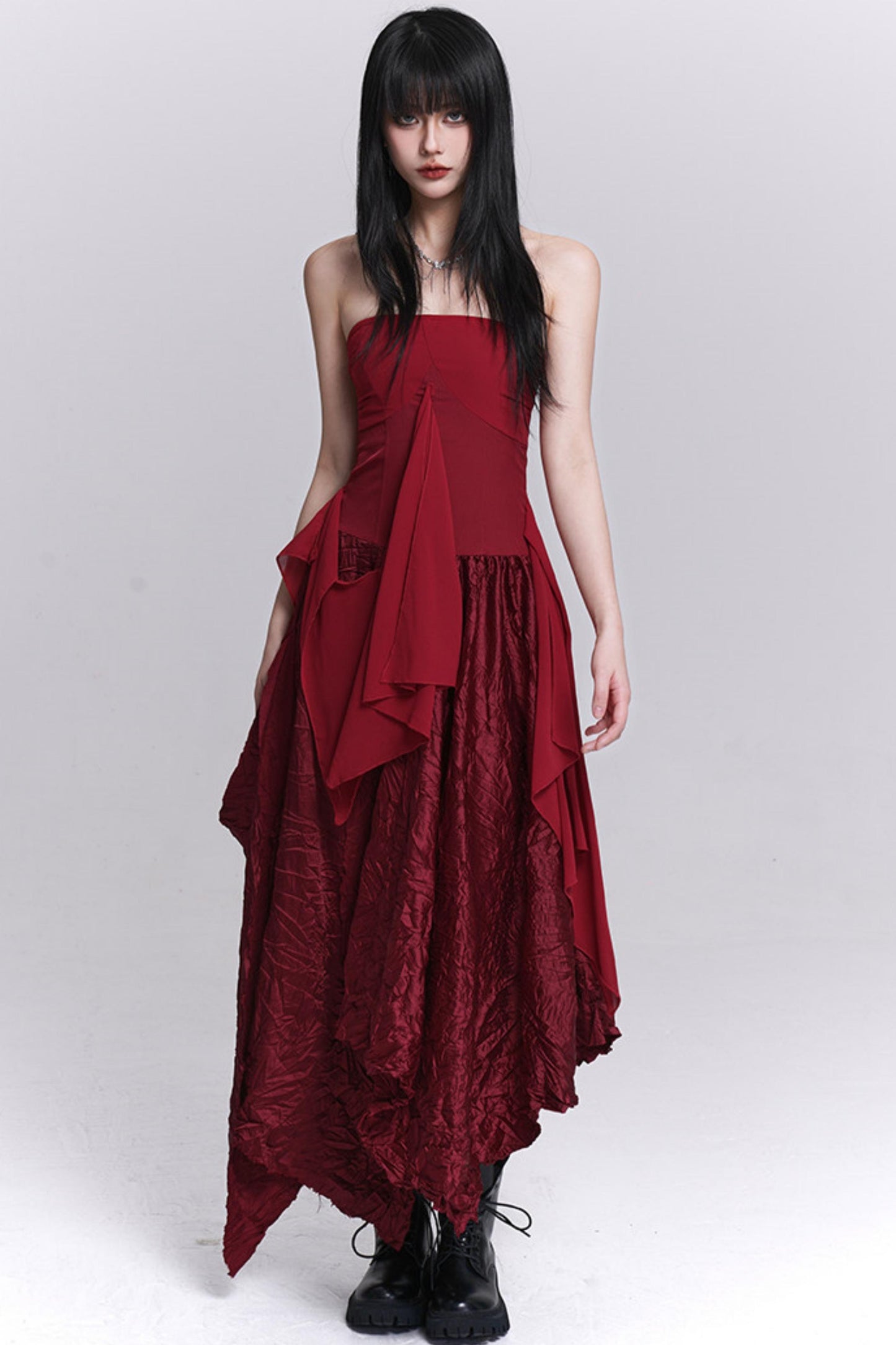 Irregular Red Tube Dress