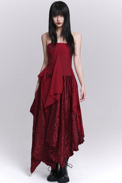 Irregular Red Tube Dress