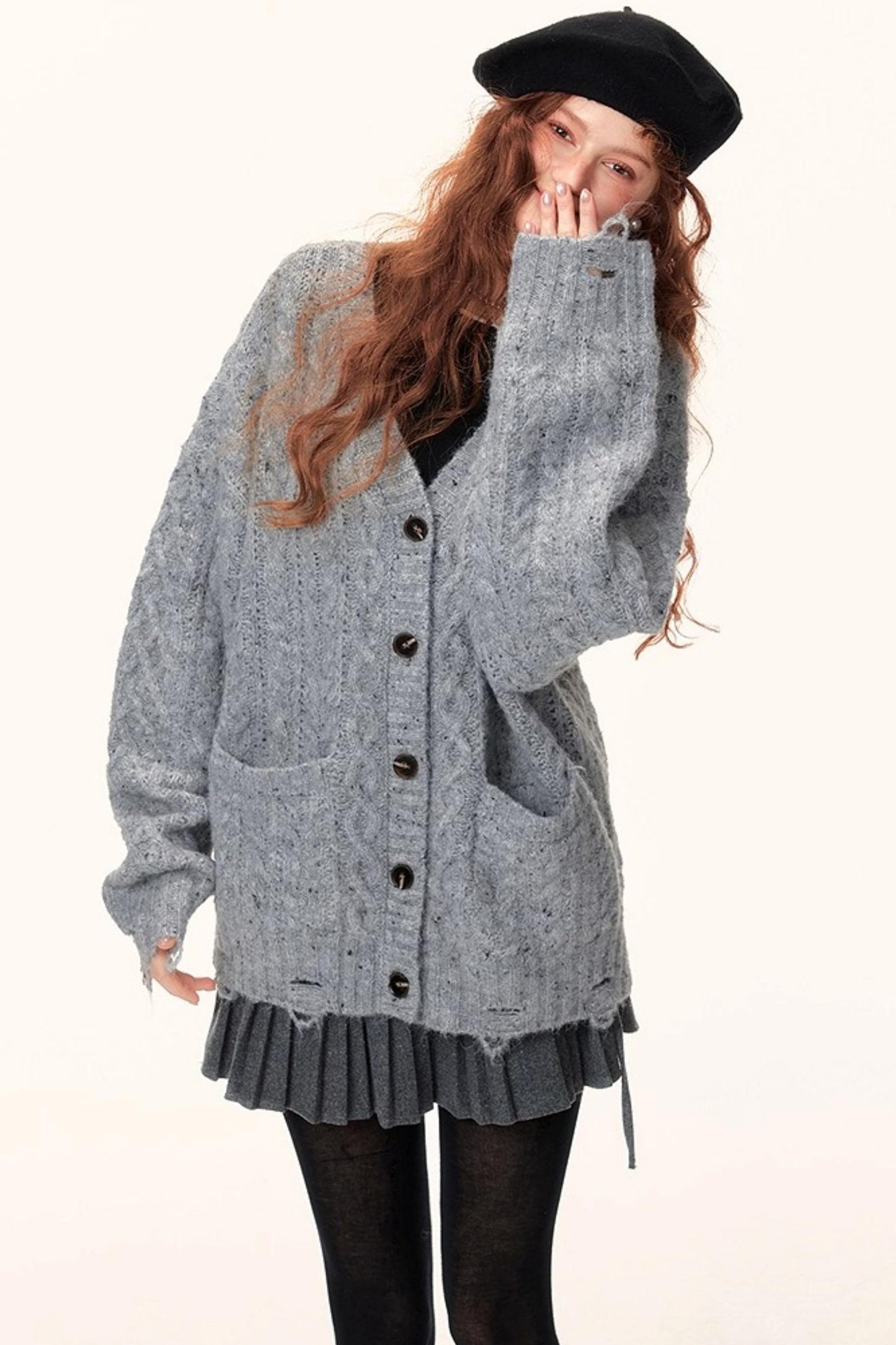 Atmospheric Irregular V-Neck Cardigan