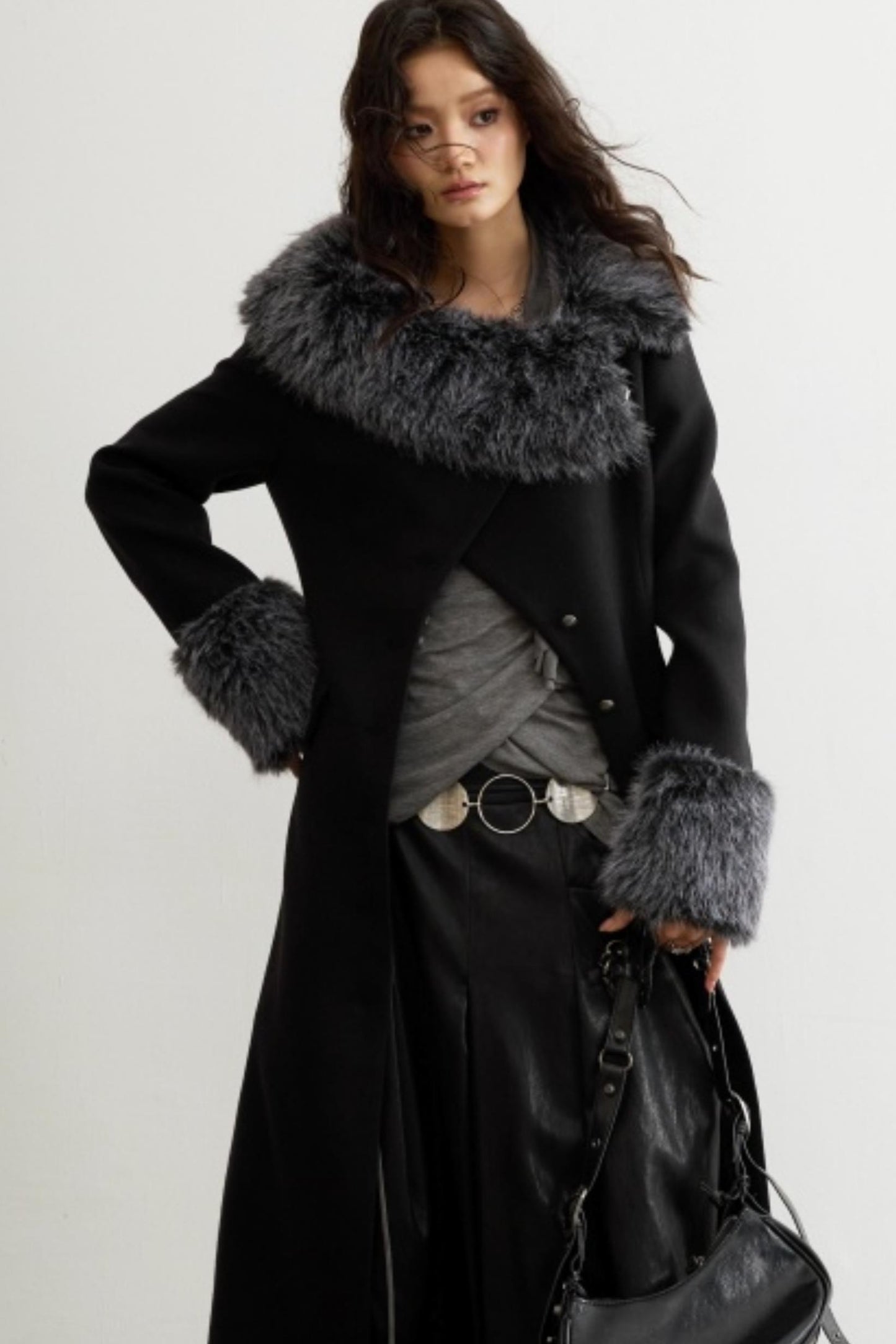 Retro Wool Fur-Collar Coat
